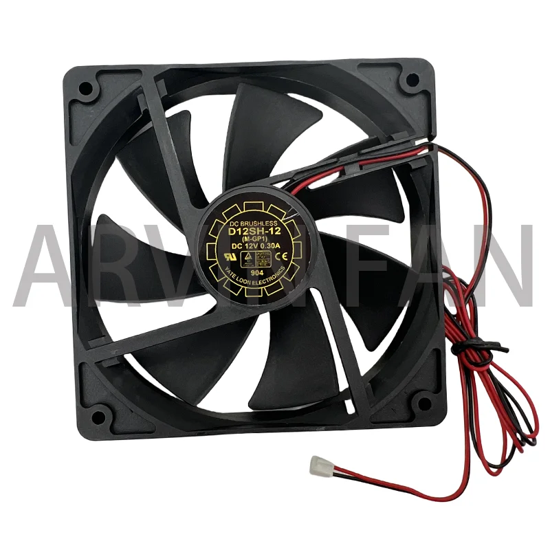 Ventilador de refrigeração original, D12SH-12, D12SM-12, 12025, 120x120x25mm, DC 12V, 0.30A, novo