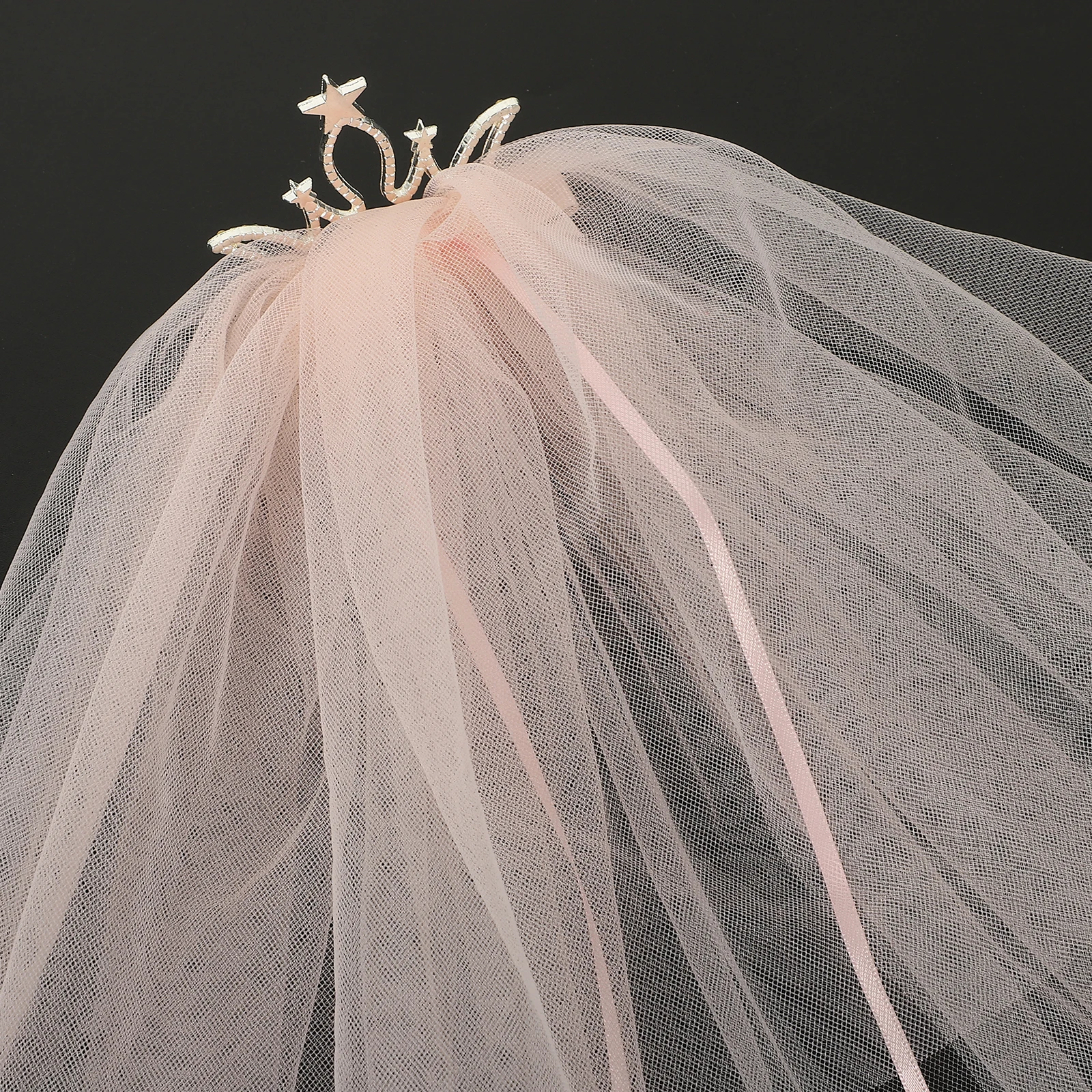 

Розовая корона, вуаль, расческа, прочный мягкий тюль со стразами, реквизит для фотосессии на день рождения, элегантный аксессуар для волос