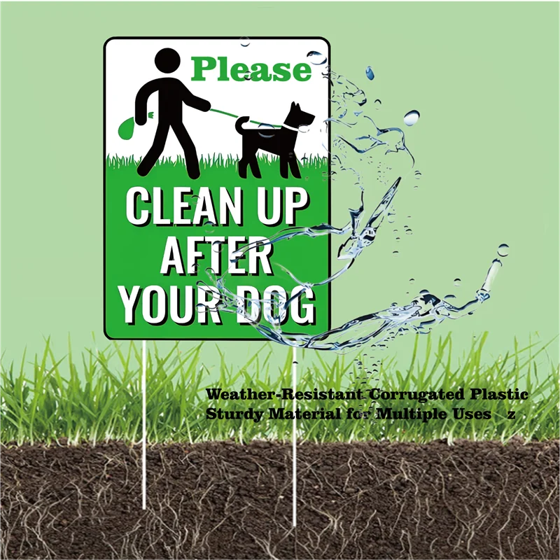 2Pcs Please Clean Up After Your Dog Sign Home Garden Patio For Dog Notice Board Yard Lawn Curb Your Dog Sign No Dog Poop Warning