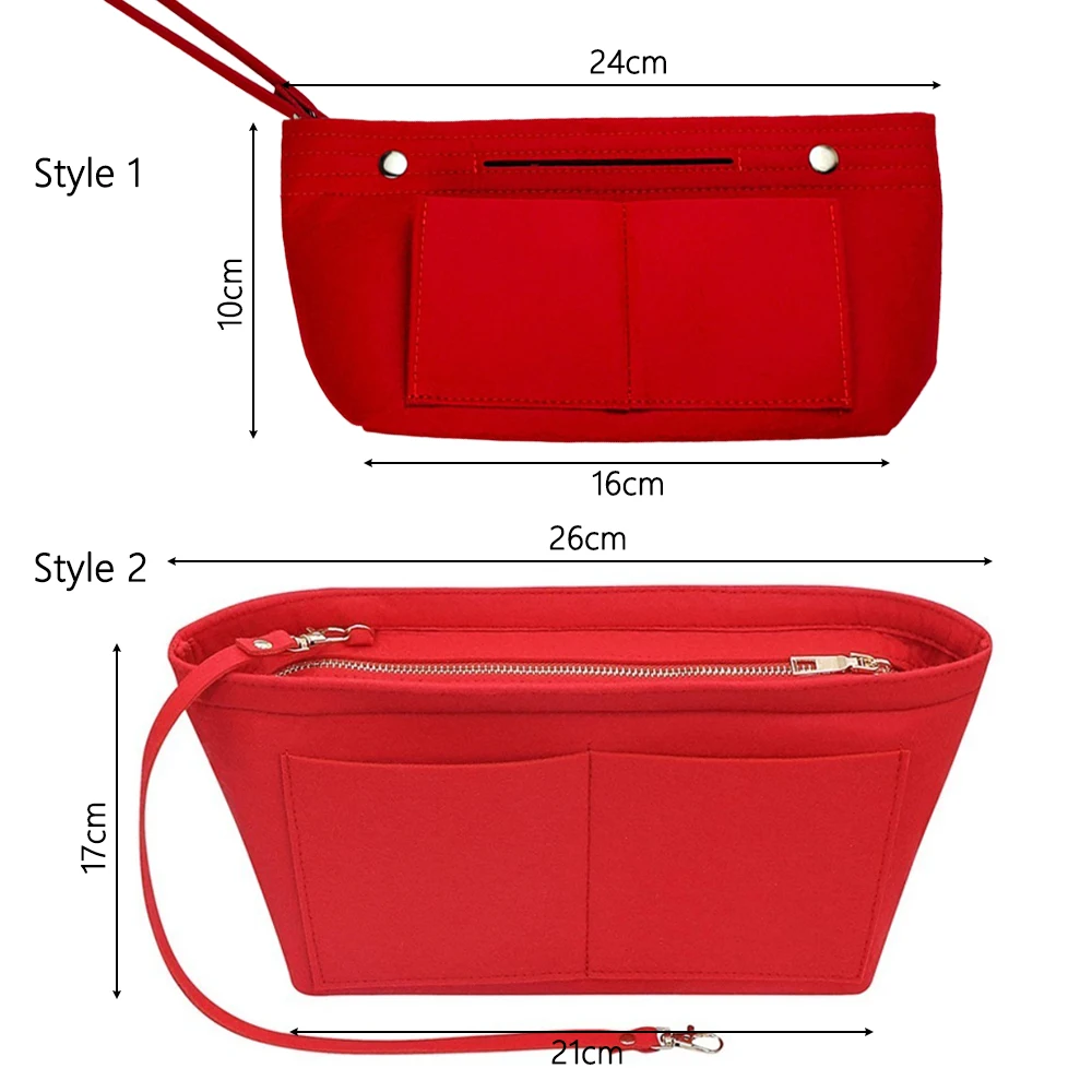 Nouveau Sac à insérer en feutre souple, sacs à cosmétiques rectangulaires de grande capacité, sac en feutre pliable multi-poches, fourre-tout pour vacances à la plage