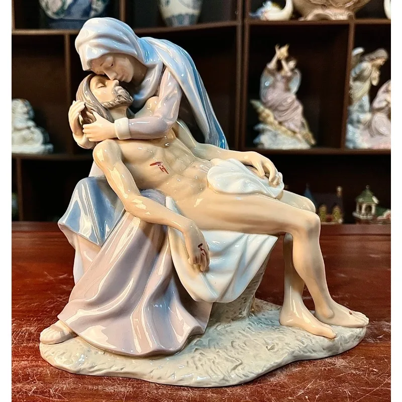 Art Collection Owell Painted Ceramic Western Figures Sculpture Porcelain Catholic Jesus figurine Home Decorations Church Gifts