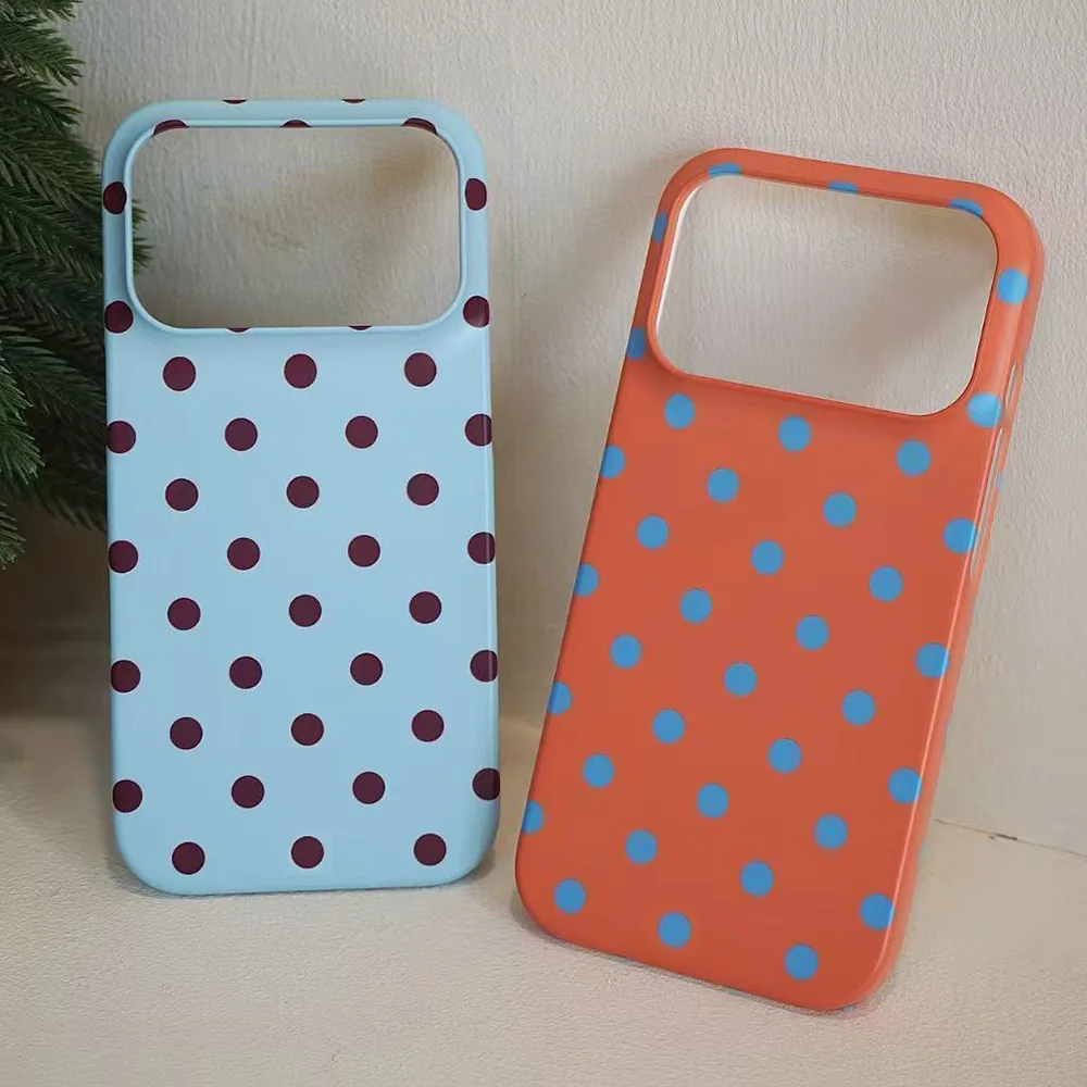

INS Creative Polka Dots Phone Case for iPhone 17 16 15 14 13 12 11 Air Pro Max X XS XR XSMax 7 8 Plus Glossy Film Hard PC Cover