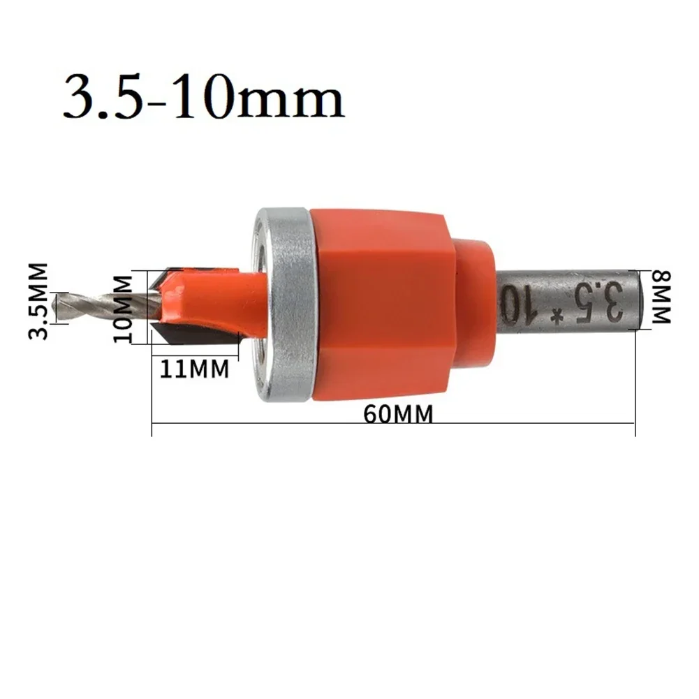 Broca avellanada de trabajo pesado con vástago de 8mm, broca avellanada de límite ajustable para carpintería