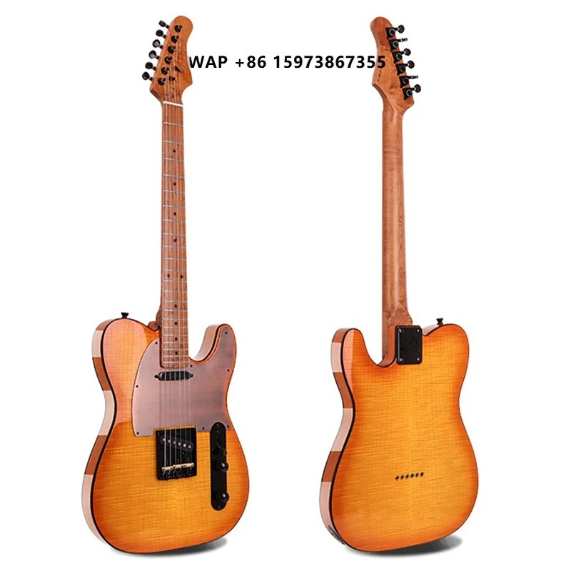 

New Arrival TL Electric Guitar Single-sided Tiger Maple Body Roasted Tiger Flame Maple Neck & Rounded Frets
