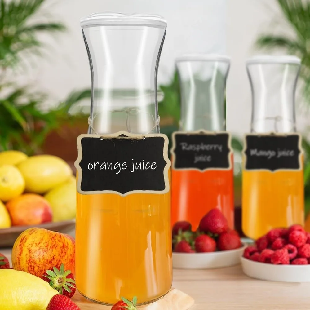 

2 Piece 1000 ML Glass Carafe with Lid Transparent Wide Mouth Cold Water Jug Heat-resistant Large Capacity Milk Bottle Breakfast