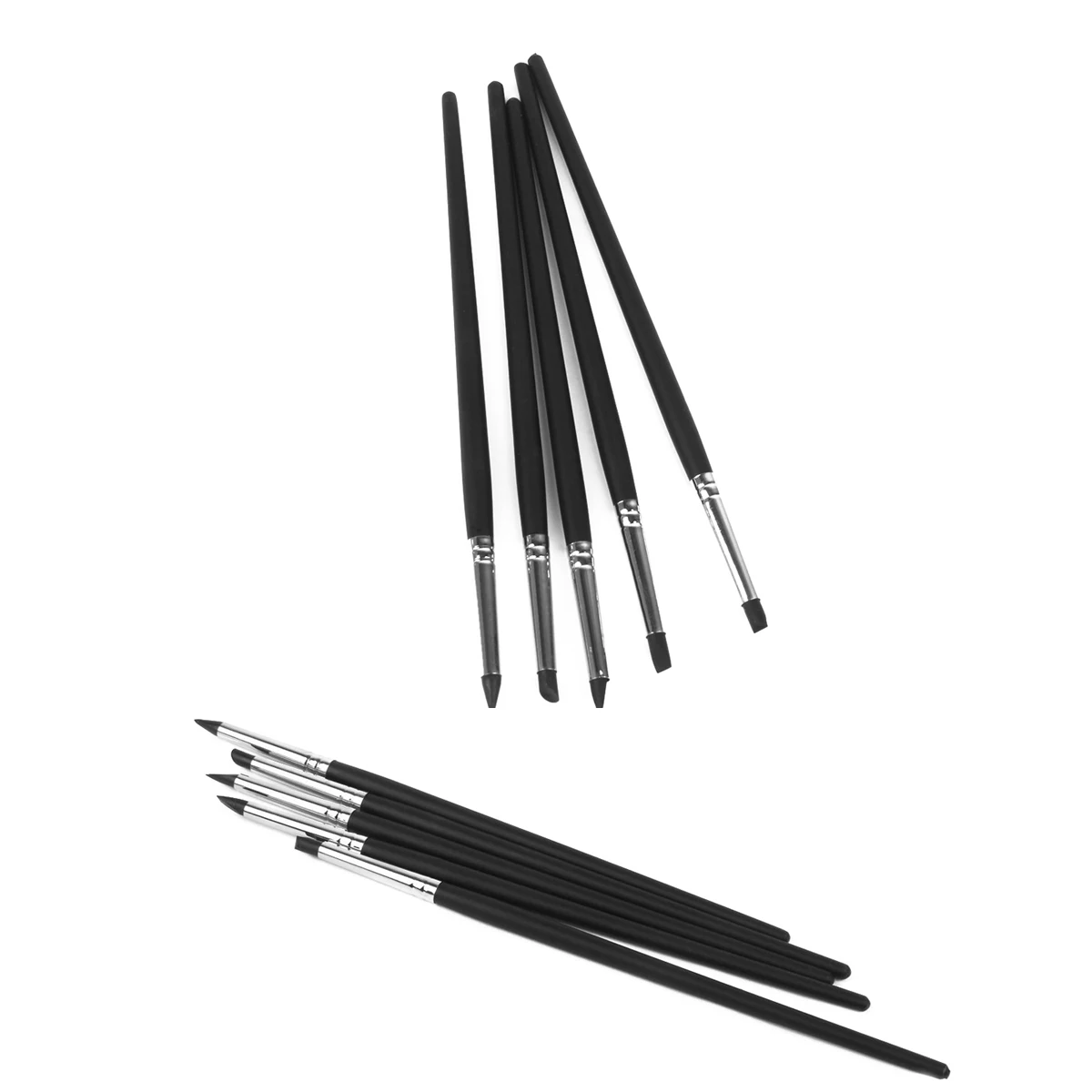 

5pcs Clay Sculpting Tools Black Silicone Wood Handle 155-165mm Shaping Wipe Out Modeling Shaper Remove Fingerprints