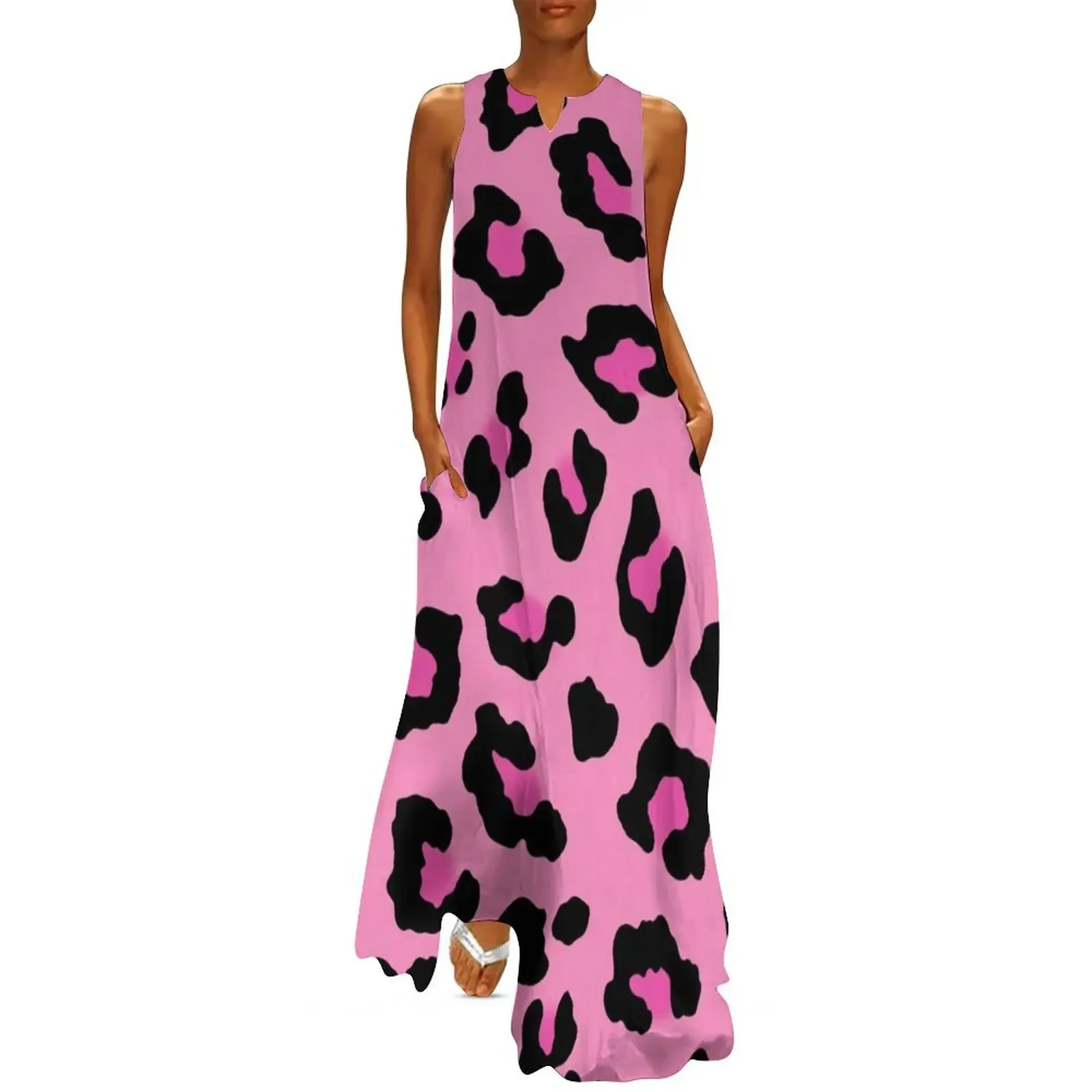 

Pink Leopard Print Long Dress summer dresses women 2025 luxury woman party dress summer women's suit Elegant gowns Dress