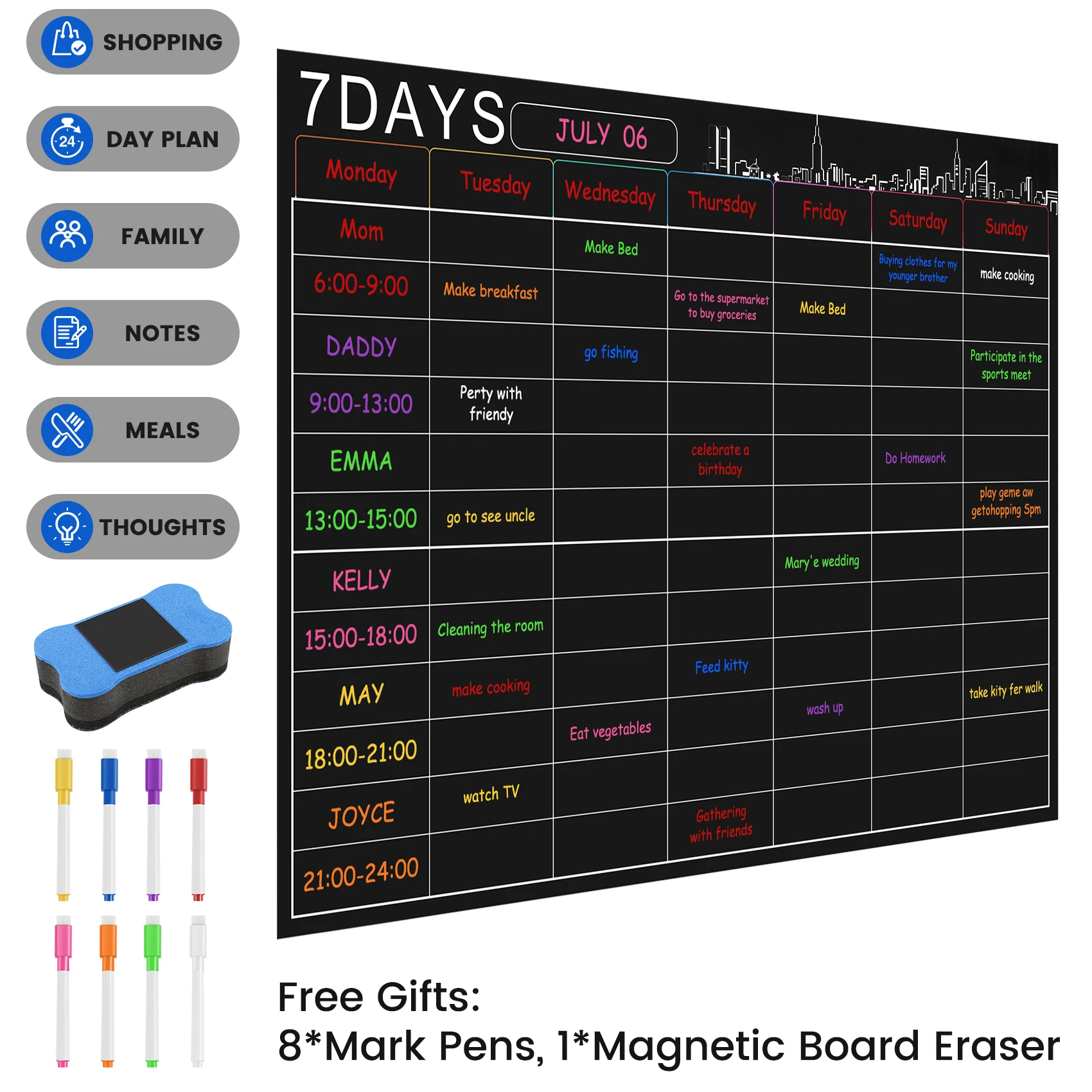 Magnetic Dry Erase Calendar Set 16X12 Inch Whiteboard Weekly Planner Organizer A3 White Board For Refrigerator Fridge Kitchen Ho