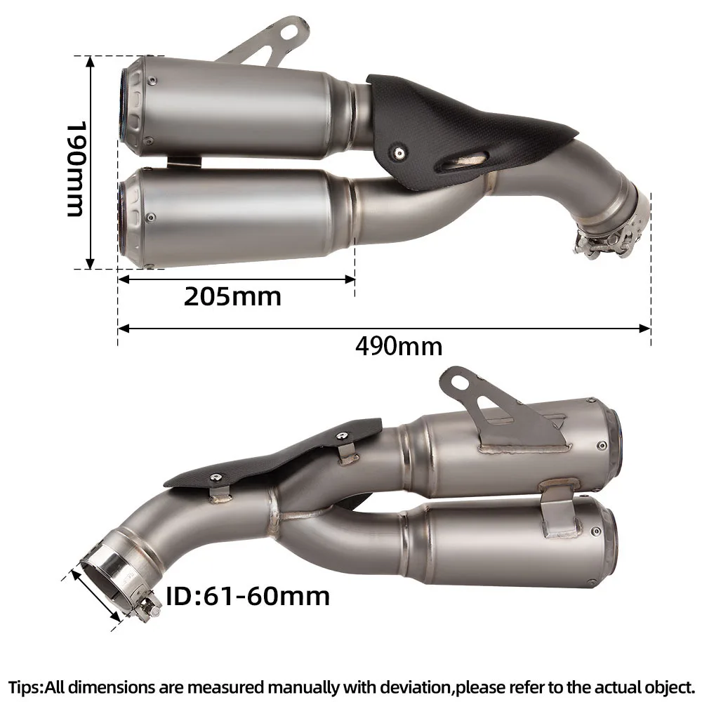 For Ducati 959 Panigale 959 Panigale Corse 2016-2019 Motorcycle Exhaust Kit Middle Pipe Double Exit Muffler With Protect Cover