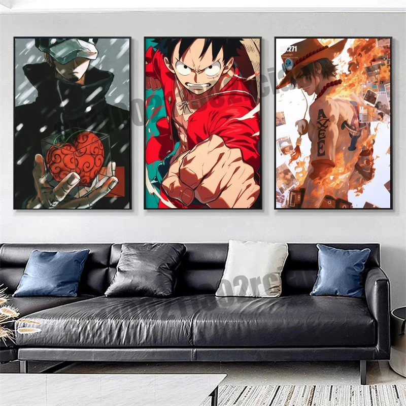 

Japanese Childhood Classic Anime One Piece, Luffy, Cool Picture Poster Canvas Painting Suitable for Living Room Decoration Gift