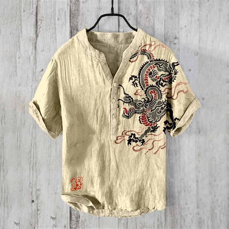 

Men's casual short sleeved printed vacation clothing plus size men's 2025 summer new top short sleeved shirt
