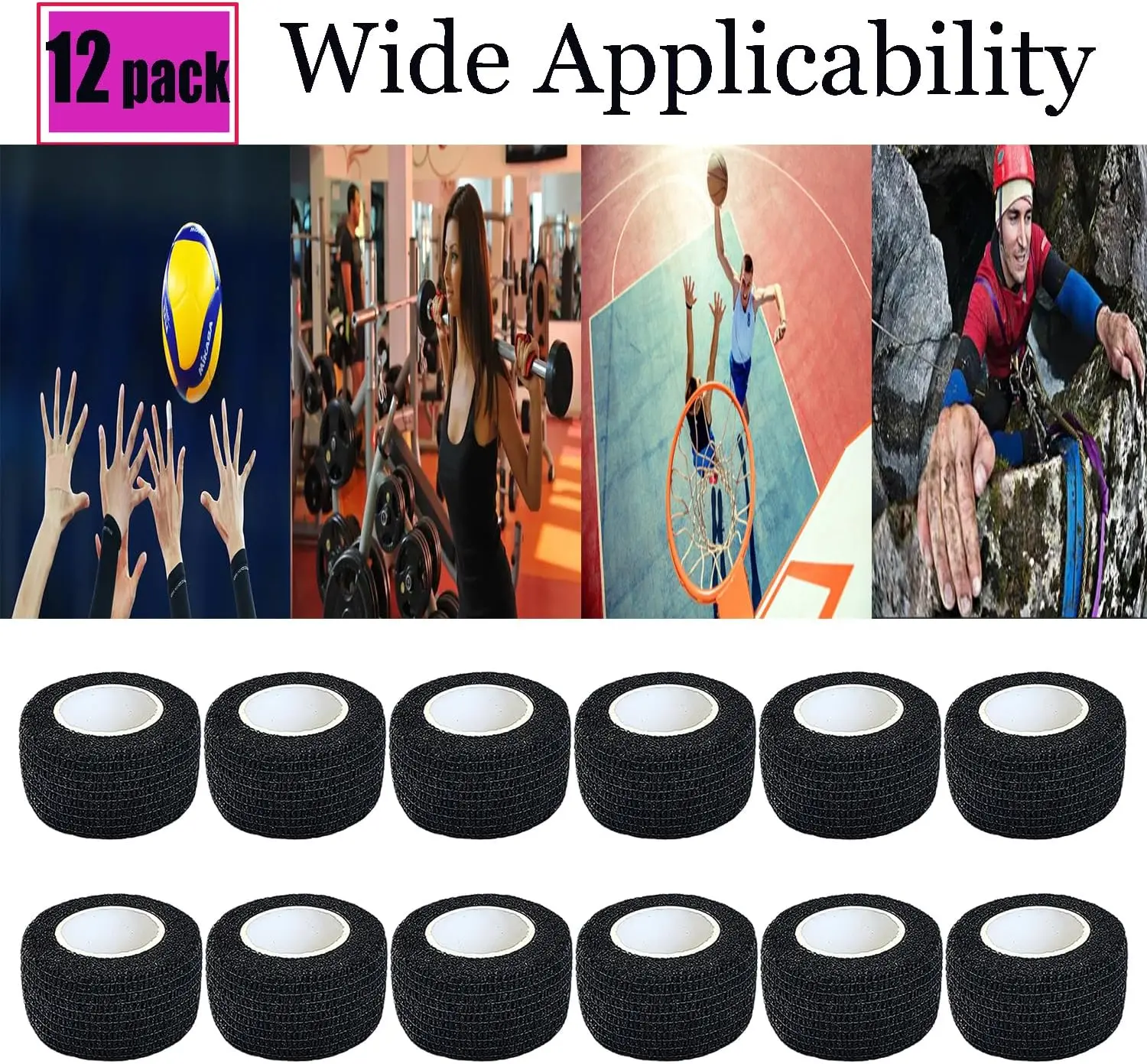 3/6/12/24/48 2.5 سنتيمتر قبضة الوشم ضمادة غطاء شريط أسود الوشم مقبض ضمادة ذاتية اللصق ضمادة مرنة قبضة التفاف الوشم Acc #3