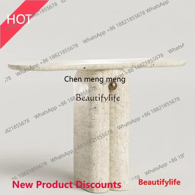 

style Natural travertine xuanguan table, retro end view table art, Italian modern ss 8617