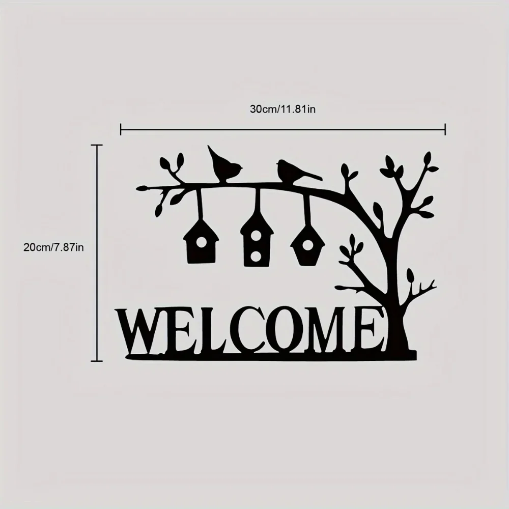 1pc Welcome Sign, Metal Welcome Sign, House Sign, Metal House Sign, Outdoor Sign, Metal Outdoor Sign, Wall Decoration