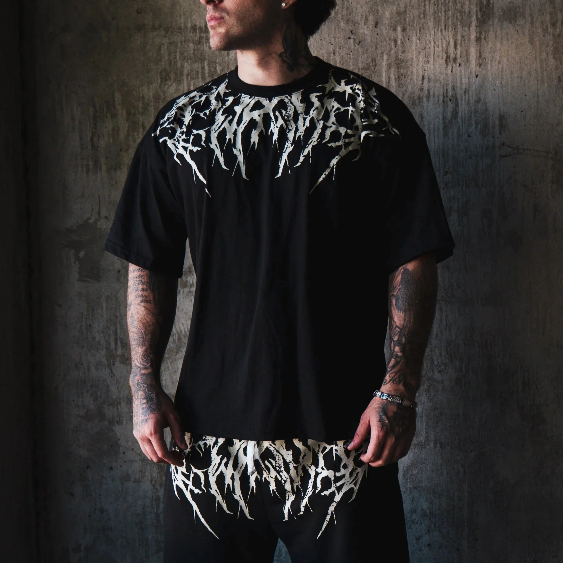 Unisex T shirt Men Women Dark Oversized Cotton Tee Skull Print Workout Gym Top Streetwear Fitness Clothing Alternative Fashion image 6