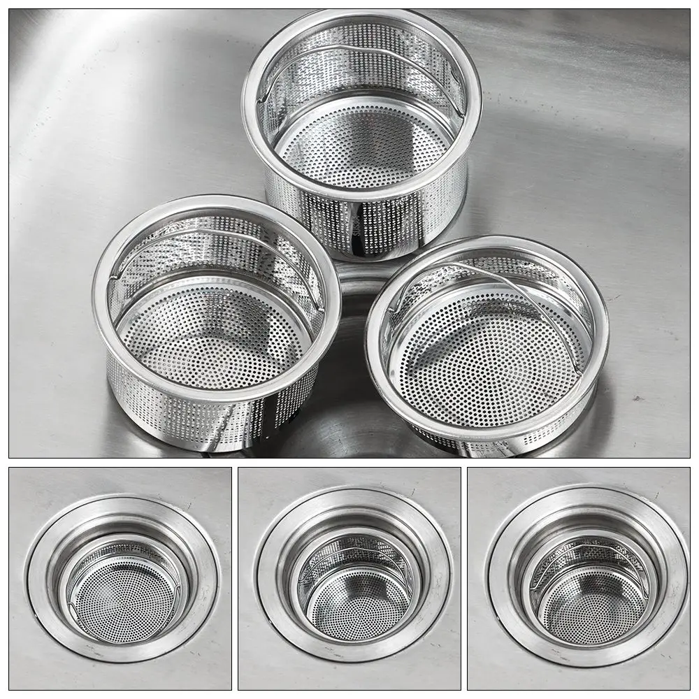 Kitchen Sink Stainless Steel Strainer Stopper Waste Plug Sewer Bathroom Floor Drain Hair Filter Basket