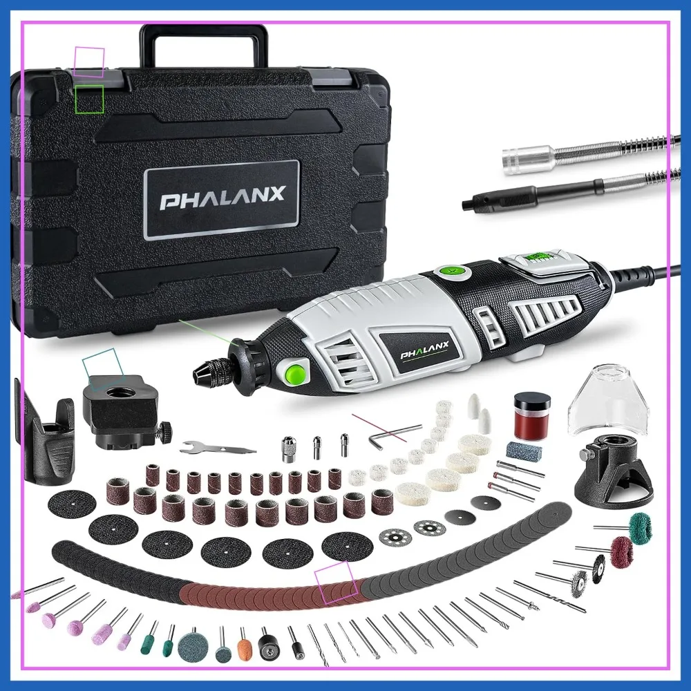 

180W Rotary Tool Kit, 1.5-Amp 6 Speed with Flex Shaft, 8000-35000RPM, 213pcs Accessories for Crafting & DIY