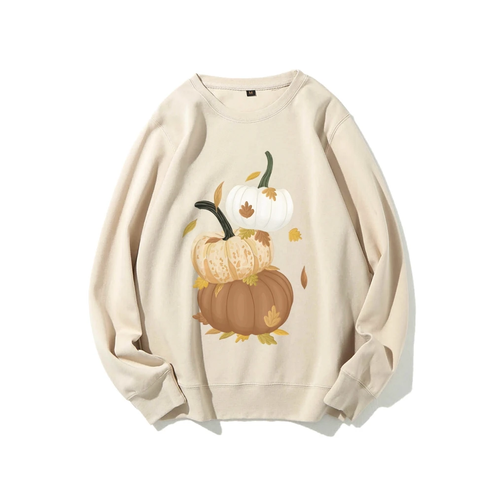 Grafisch sweatshirt Gestapelde pompoenen Herfstbladeren Print Herfst geïnspireerd Y2k Vrijetijdskleding Trendy Harvest Vibe Eenvoudige stijlkleding