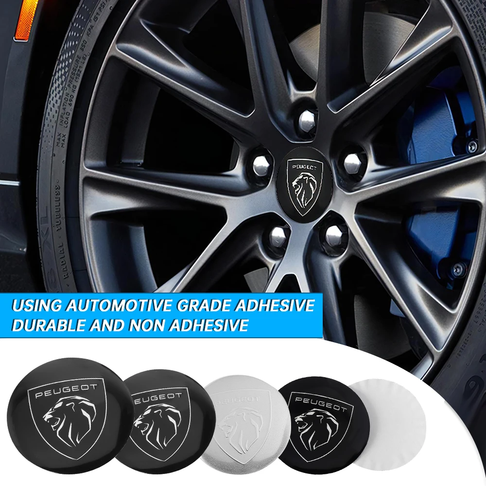 56/60/65mm Car Emblem Wheel hub Center Cap Badge Covers Sticker Decal Accessories For Peugeot  206 3008 308 307 106 407 208