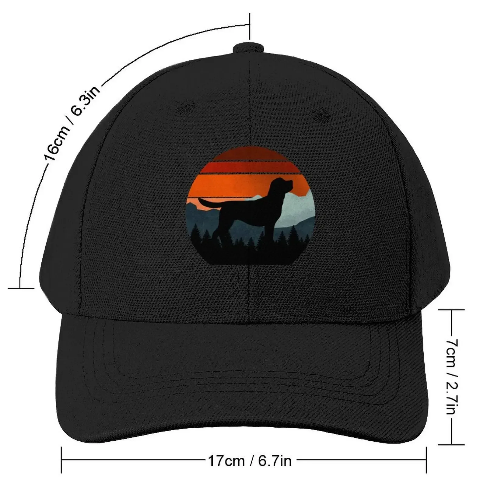 Vintage Orange Sky Mountains Wilderness Labrador Dog Gift Baseball Cap Male hat Hat Beach sun caps Women's Golf Wear Men's