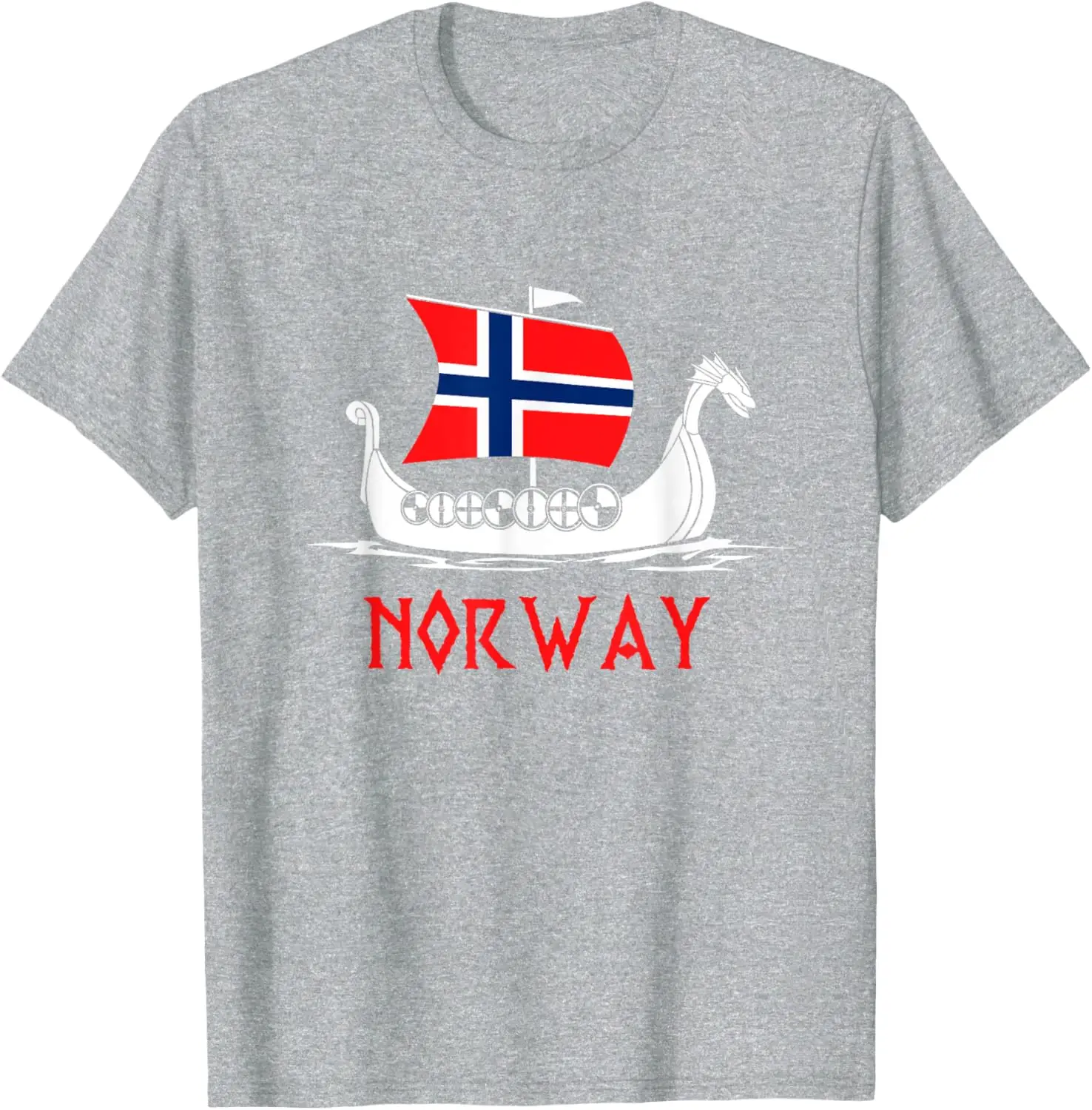 Boat Norwegian Flag Norway Viking Ship Norway T-Shirt Unisex Cotton Short Sleeve Streetwear Vintage T Shirt