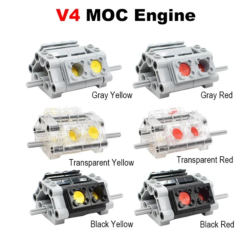 MOC Engine Cylinder Model V2 V4 V6 V8 V10 V12 Creative Technical Parts Kit for High-tech Car DIY Building Blocks Educational Toy