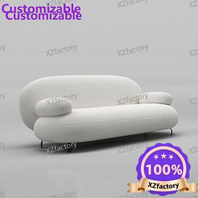 Factory Direct 2026 Top Rated Nordic Fabric Lamb Fleece Internet celebrity Cream Sofa Living Room