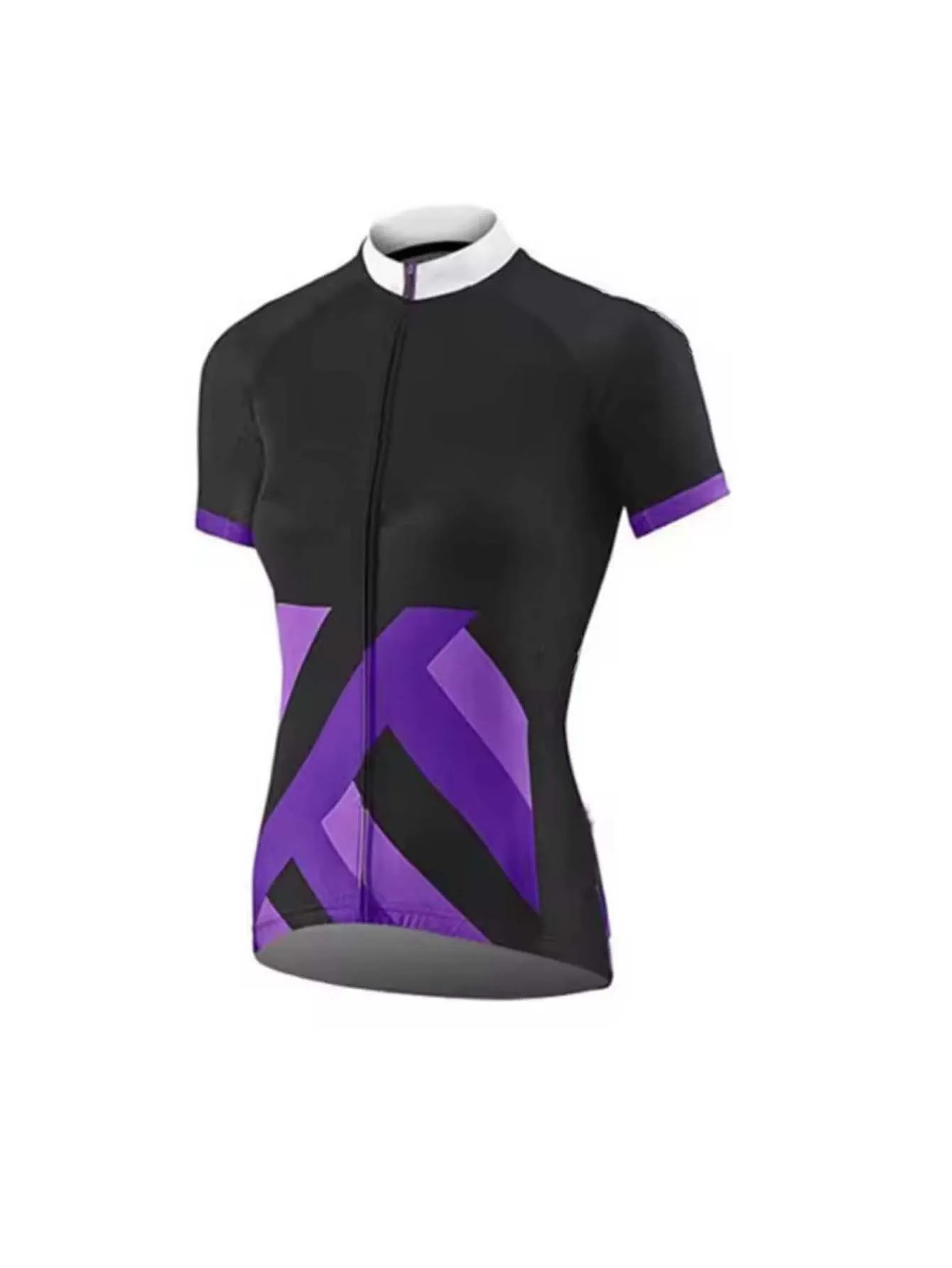 Damen-Radtrikot mit Rundhalsausschnitt, kurzärmelig, durchgehender Reißverschluss, atmungsaktiv, schnell trocknend, leichtes Fahrradshirt