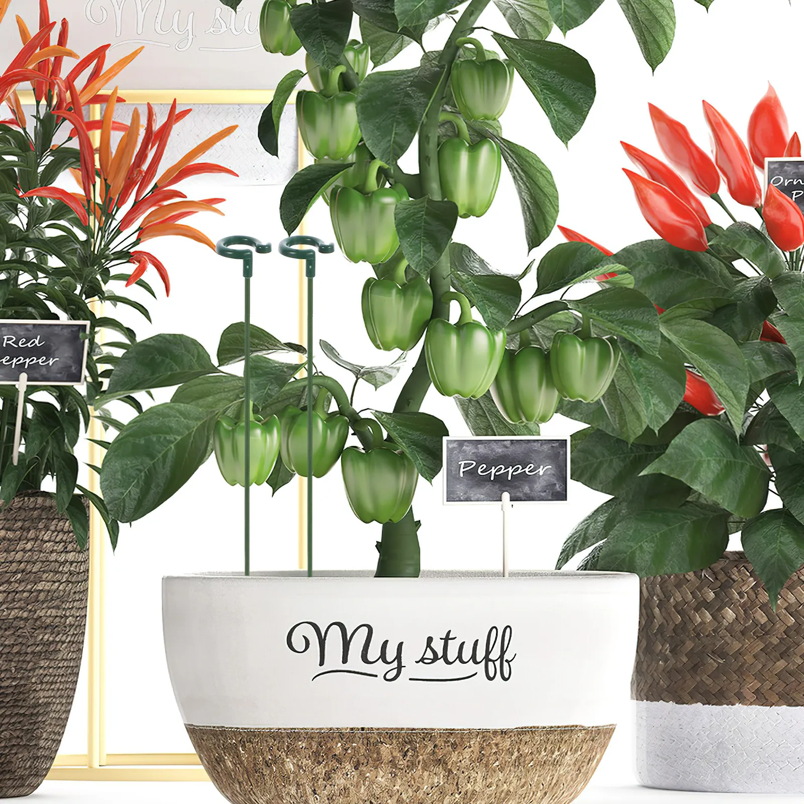 

10Pcs ABS Plant Support Rack Sturdy Potted Plant Support Rods for Tomato Pea Wisteria Orchid Hydrangea Indoor Garden Flower