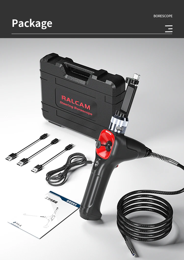 Ralcam Articulating 360/720° Endoscope 6.2mm Inspection Camera Cameras with 6 LED, IP67 Waterproof Semi Rigid Cable