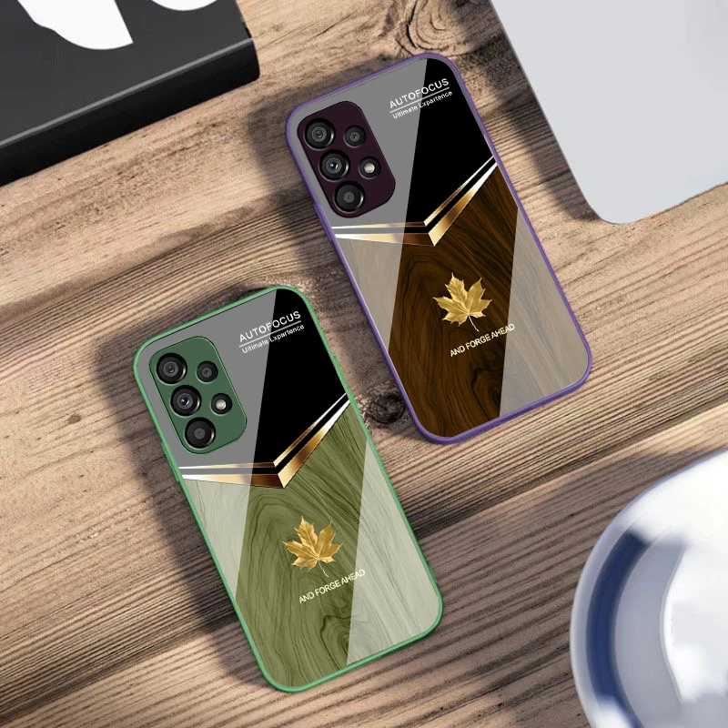 

Golden Cute Maple Leaf For Samsung S25 S25 Edge S25Ultra S8 9 S10 20 U ltra S21 Pro S22 Plus S23 FE S24 Ultra Glass Phone Case