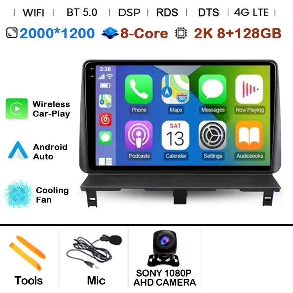 Android 15 autoradio multimediaspeler GPS DSP voor Peugeot Partner 1 2002 - 2008 Partner Origin 1 2008 - 2011 met Carplay