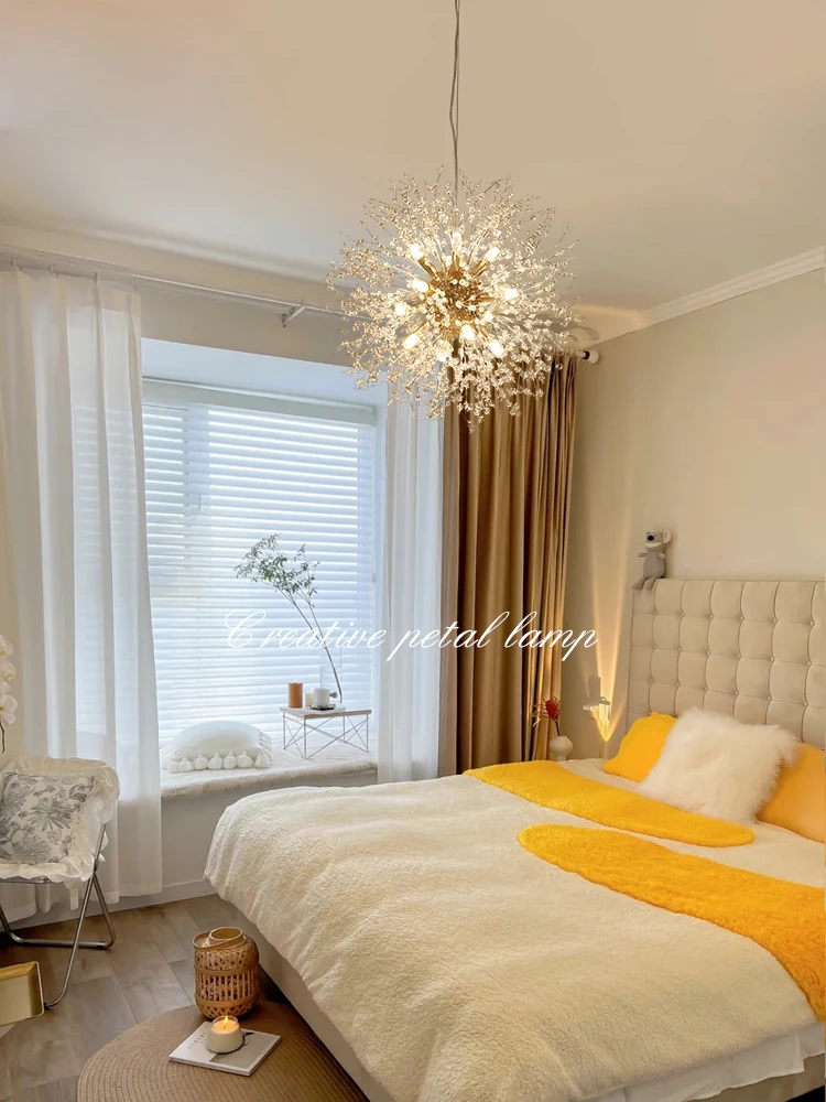 Luxury Bedroom Chandelier Living Room Lamp Creative Personality Postmodern Simple Dandelion Ins Crystal Dining Room Lamp