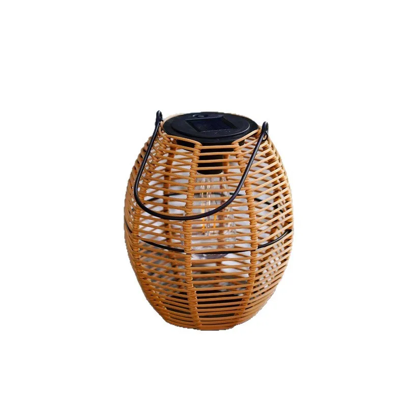 Solar outdoor lawn garden light homestay rattan strip ambient light retro balcony decorative hanging light