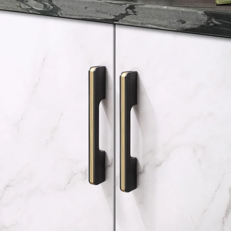 Modern Simple Cabinet Wardrobe Bookcase Door Black/Sliver Gold Lengthened Aluminum Alloy Solid Handle Drawer Shoe Cabinet Knob