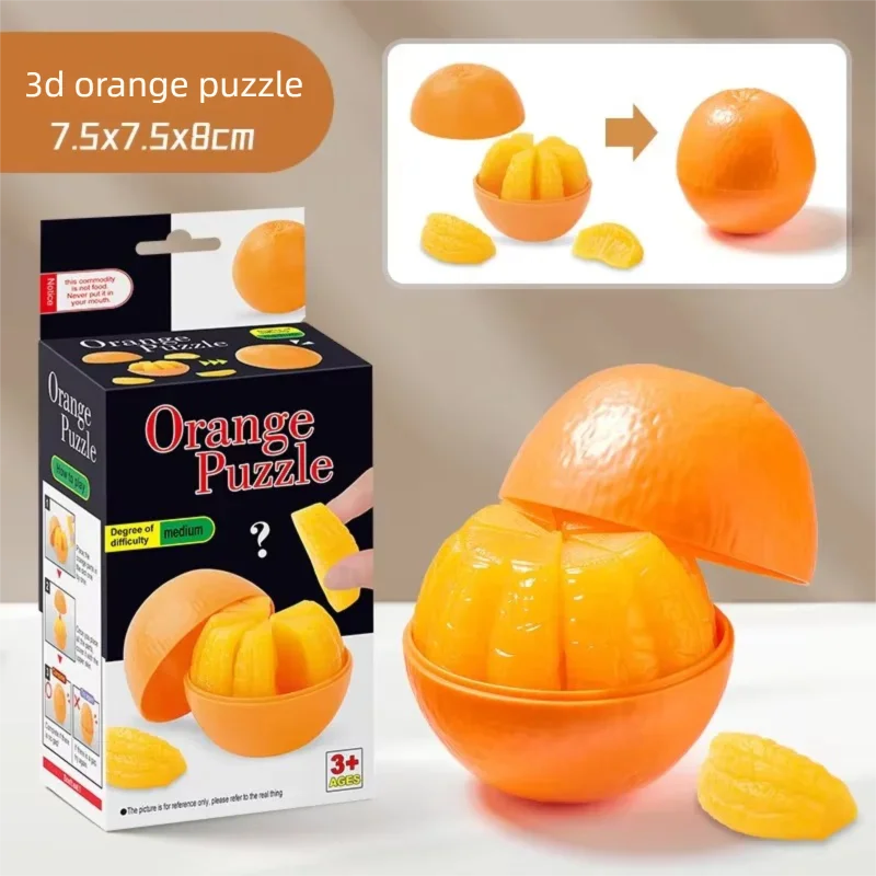 Montessori 3D Puzzle Cartoon Orange Sea Urchin Shape IQ Assembly Toy Kids Early Education Preschool Sensory Training Gift Set