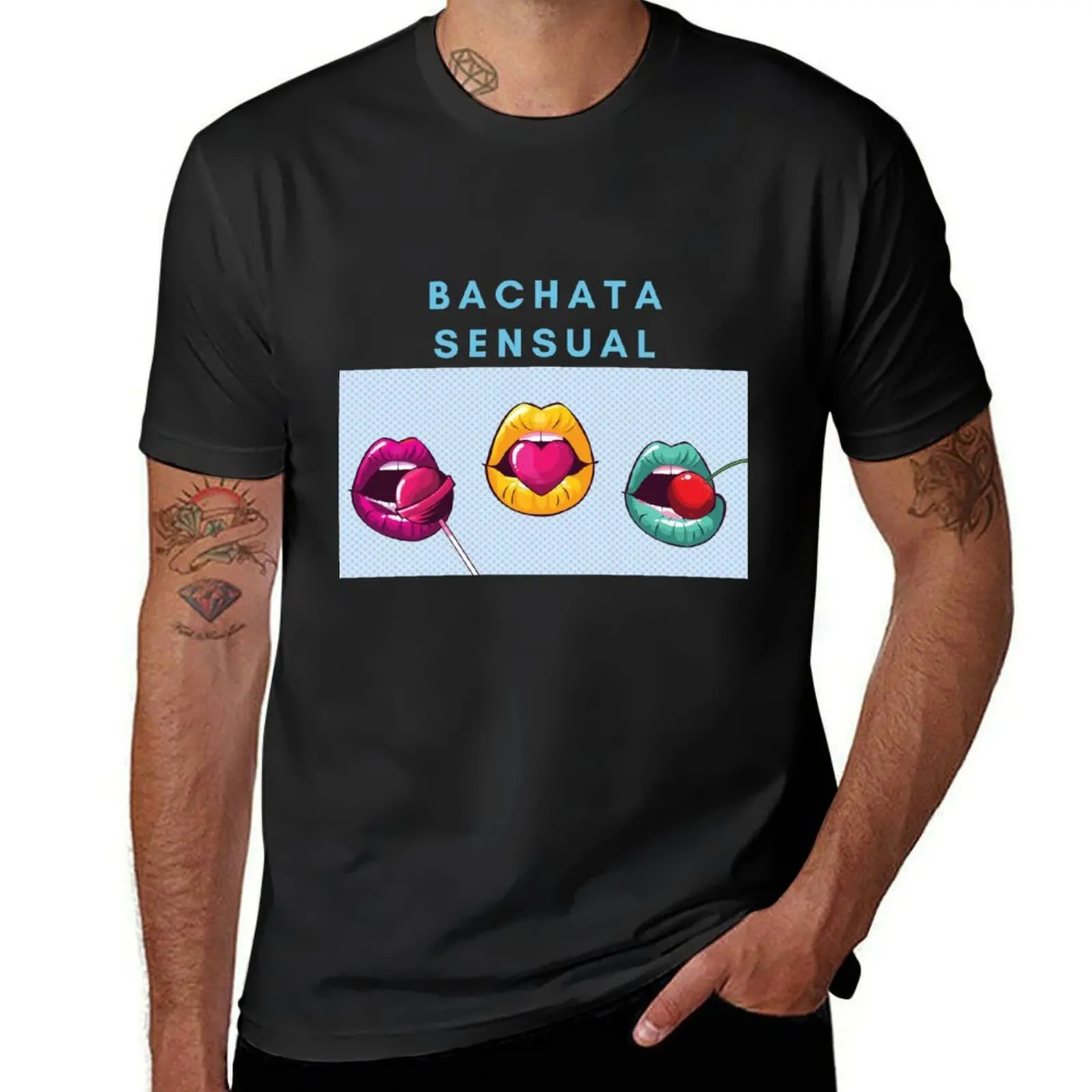 Camiseta de Bachata con labios sensuales para hombre, ropa estética de manga corta, ropa bonita de anime, camisetas blancas