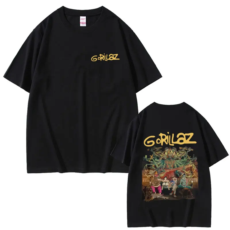 

Rock Band Gorillaz The Mountain Tour Graphic T-shirt Men Women Fashion Casual Cotton T Shirts Male Vintage Soft Cotton Tshirt