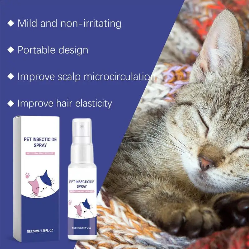 Pet Skin Care Flea Lice Spray 50ml Cats Home Fleas Eliminator Long-Lasting Flea And Tick Anti-Itch Spray Safely Repels Fleas On