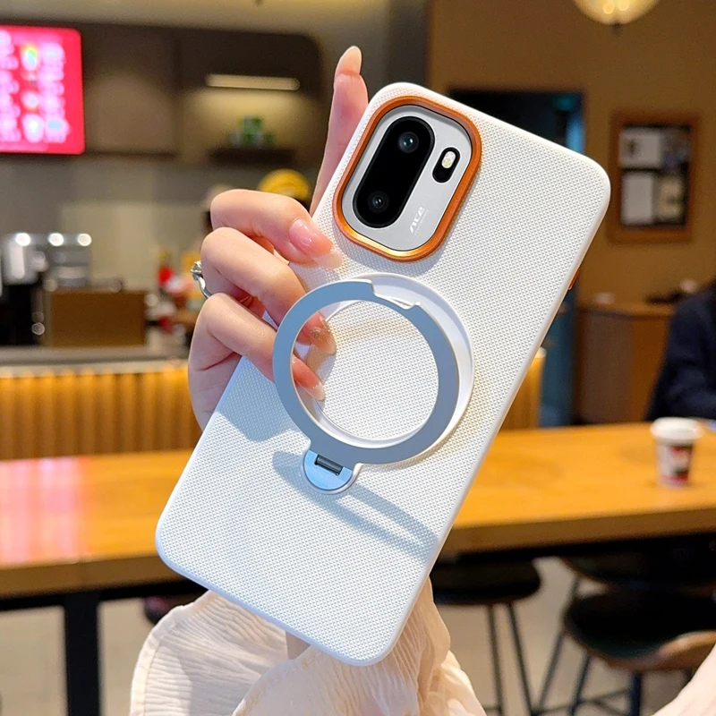 

Чехол для OnePlus ACE 6, роскошный магнитный чехол ELVEV из искусственной кожи с защитой от падения и вращающейся кольцевой подставкой, чехол для телефона