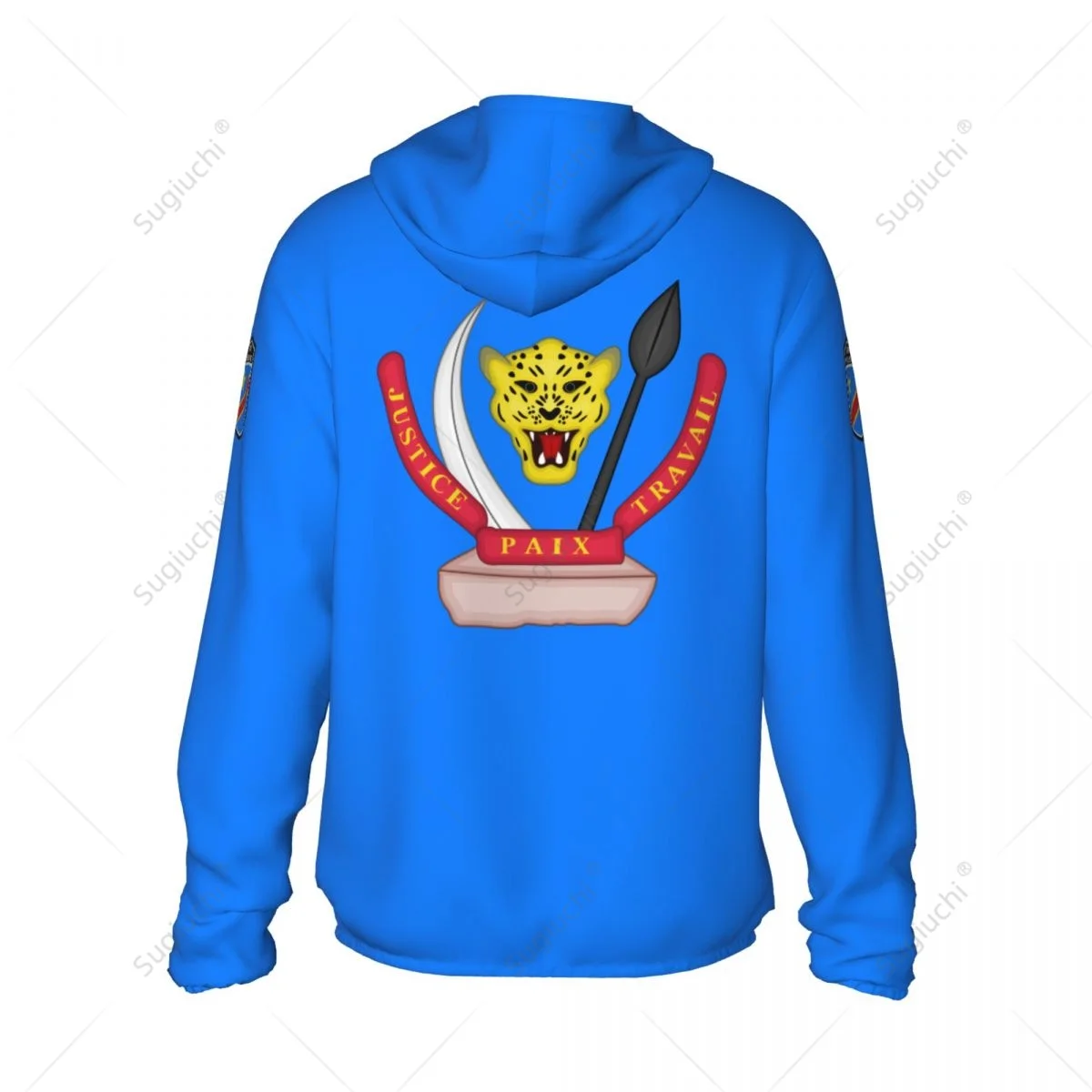 Democratic Republic Of Congo Sun Protection Hoodie Sunscreen Clothes Fishing Cycling Running Quick Dry  With Zipper Polyester