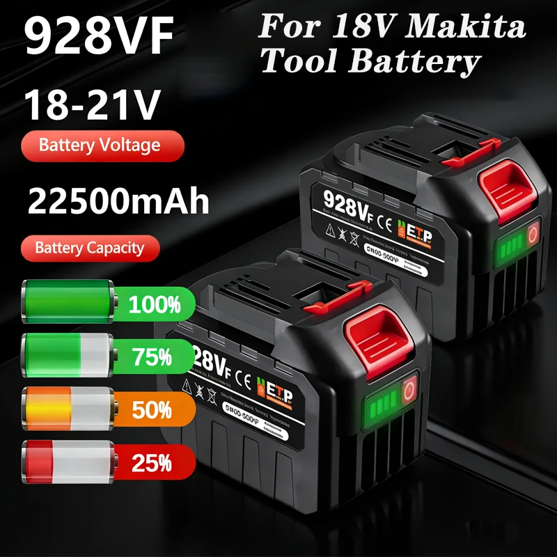 

18V-20V 928VF Rechargeable Lithium-Ion Battery，For Makita Cordless Drill/Screwdriver/Wrench/Angle Grinder Brushless Power Tools