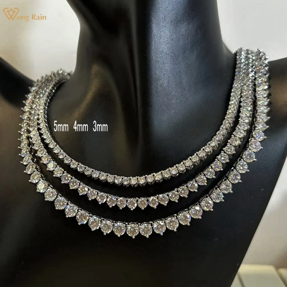 

Wong Rain Стерлинговое Серебро 925 пробы VVS1 3EX D Цвет 3-5 мм Настоящие Муассанит Бриллианты Драгоценный Камень Теннисная Цепочка Ожерелье Изысканные Ювелирные Изделия GRA