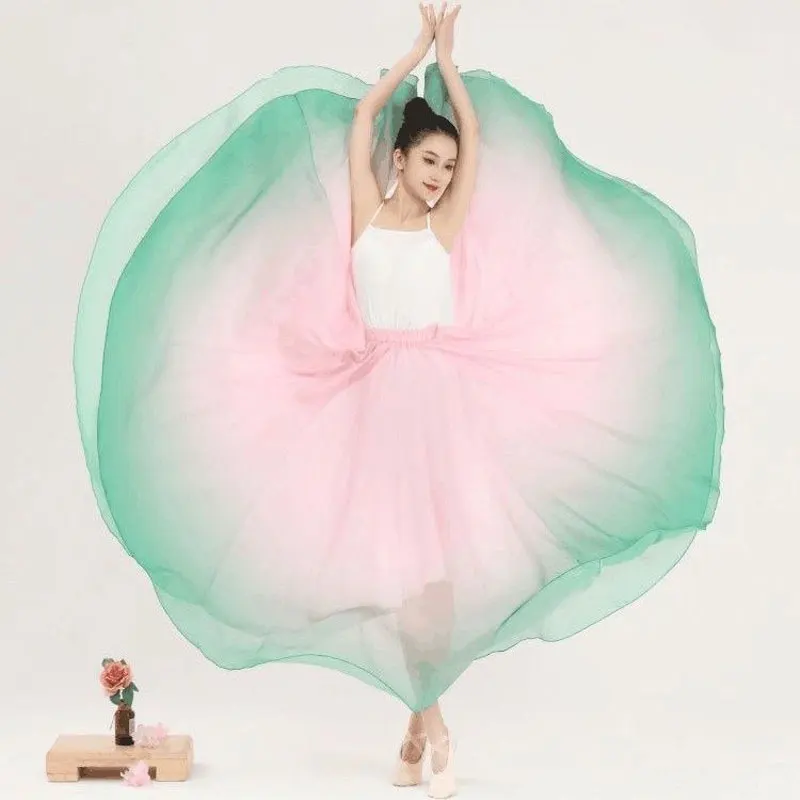 1000 Degree Dance Large Swing Skirt Classical dance half body gauze skirt Chinese dance performance dress for Practice