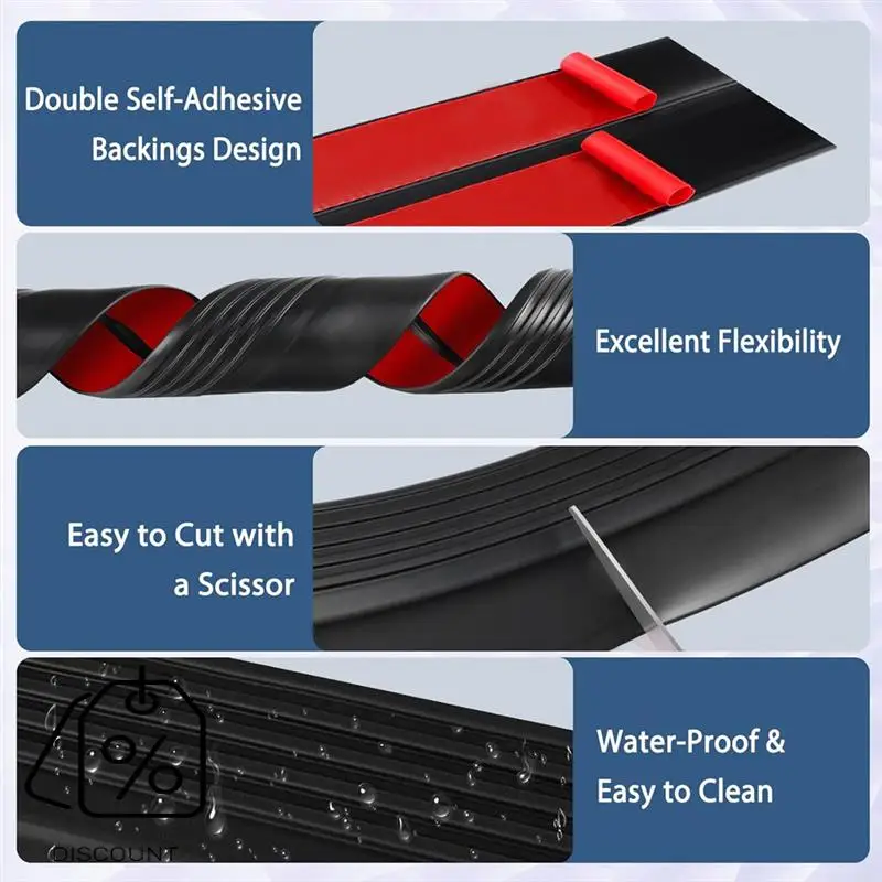 ABJO-Stair Edge Protector Bordi in gomma Guard Trim autoadesivo per interni ed esterni Nero