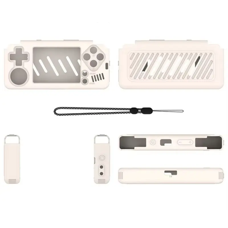 A34T Silicone Protective Case for Miyoo A30 Console, Drop-Proof Shockproof Cover, Creamy White