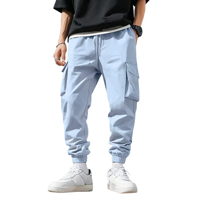 Picture 4: Men Multi Pocket Cargo Joggers Elastic Drawstring Waist Loose Casual Streetwear Lightweight Outdoor Daily Fashion Long Trousers