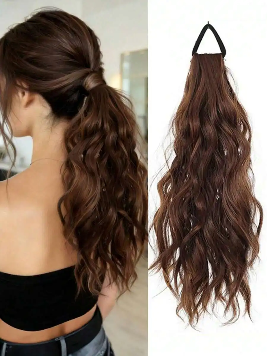 

Heat Resistant Synthetic Curly Layered Ponytail Wig With Elastic Band For Women