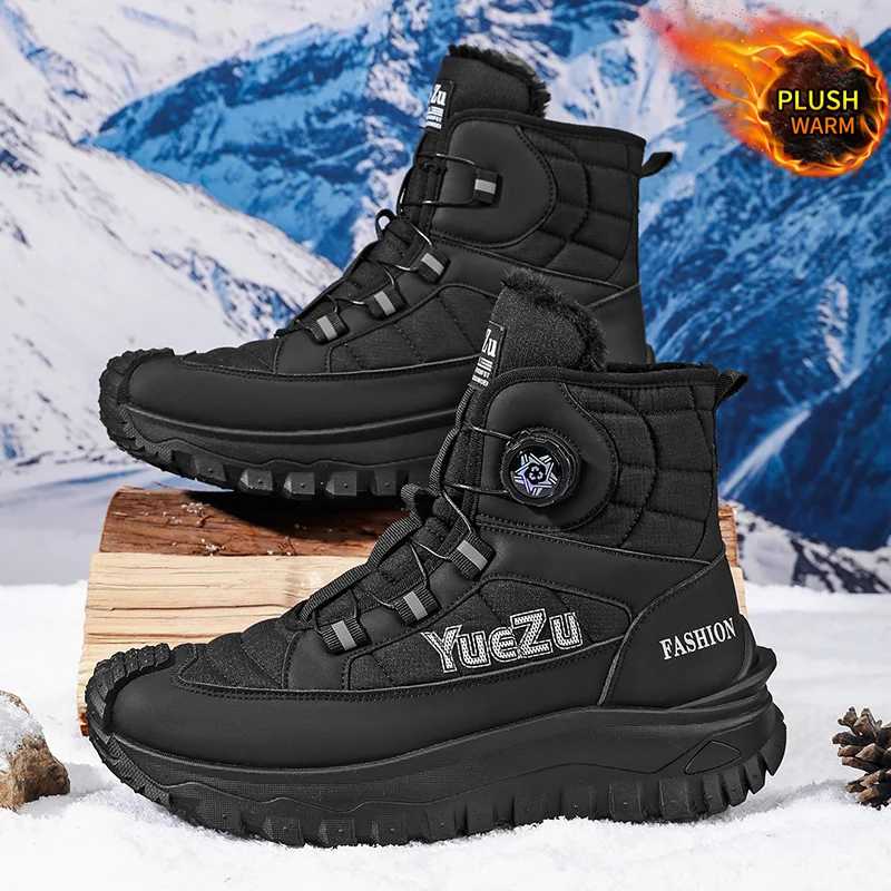 Winter Outdoor Warm Fleece-Lined Work Shoes, Trendy and Versatile Men's Shoes, Easy-To-Wear Portable Men's Boots
