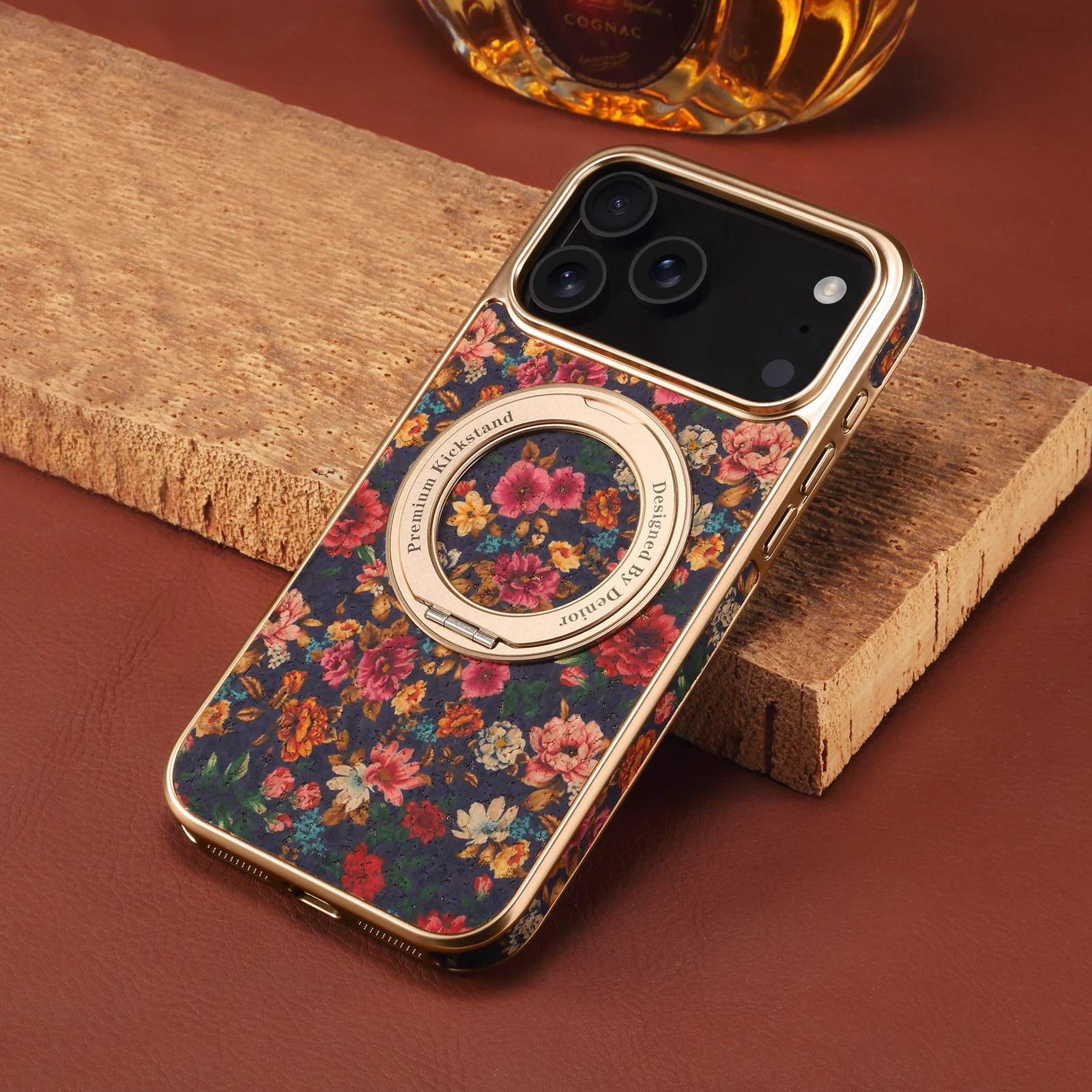 

Чехол для телефона с цветочным узором в европейском стиле для iPhone 17, 16, 15, 14, 13, Pro Max Plus, магнитный вращающийся кронштейн для шестерни, гальваническая крышка